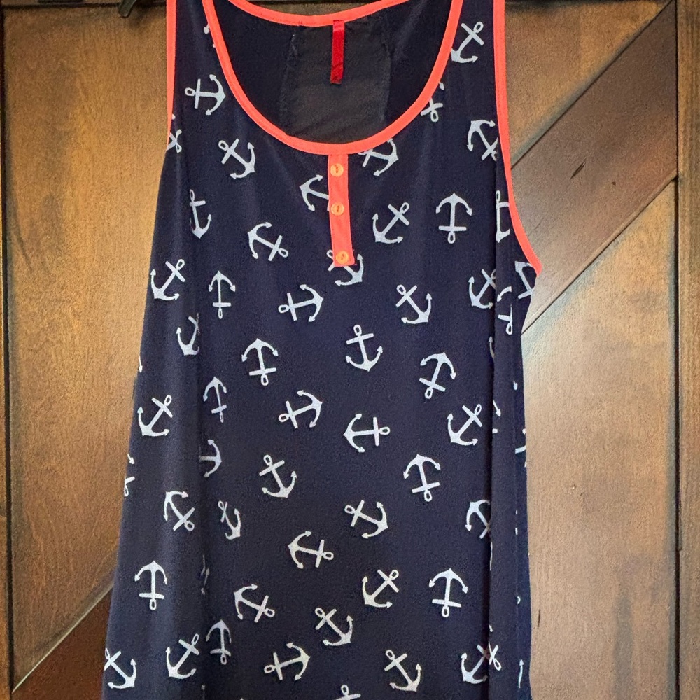 Adore Me Navy and Coral Tank Top